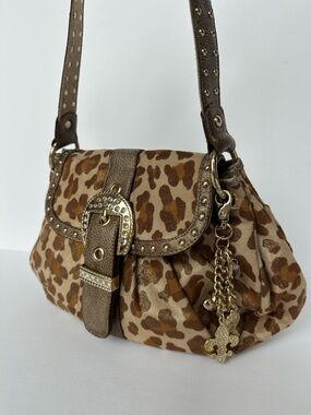 Kathy Van Zeeland Y2K Glam Leopard and Rhinestone Embellished Purse | Maximalist